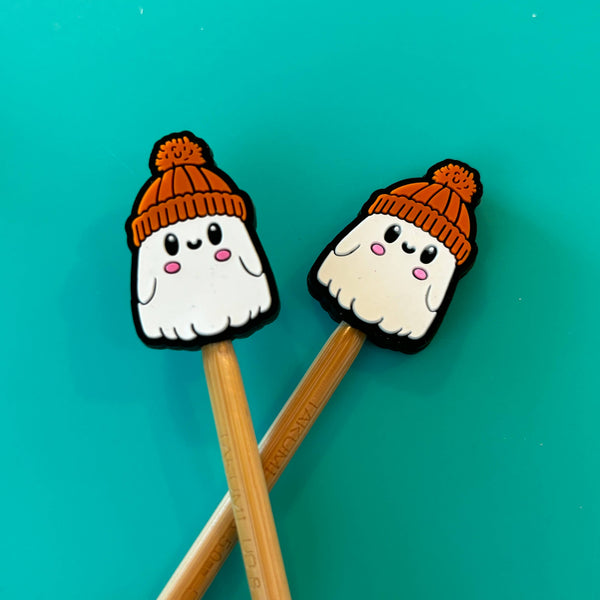 Knitting Needle Point Protectors - Beanie Ghost Halloween