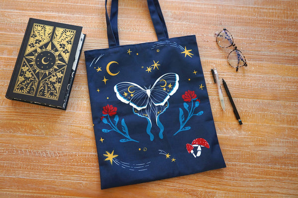 Believe in Magic Witchy Luna Moth Tote Bag by The Moonborn