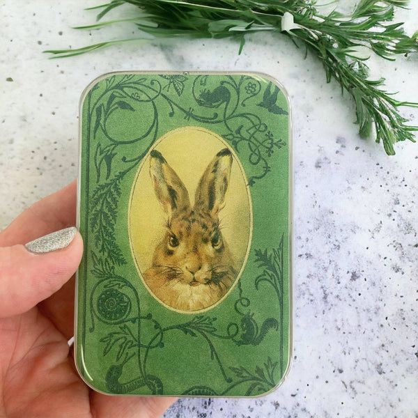 Bunny notions tin, stitch marker tin: Large
