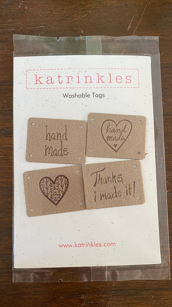 Faux Suede "Handmade and Hearts" Tag Set by Katrinkles